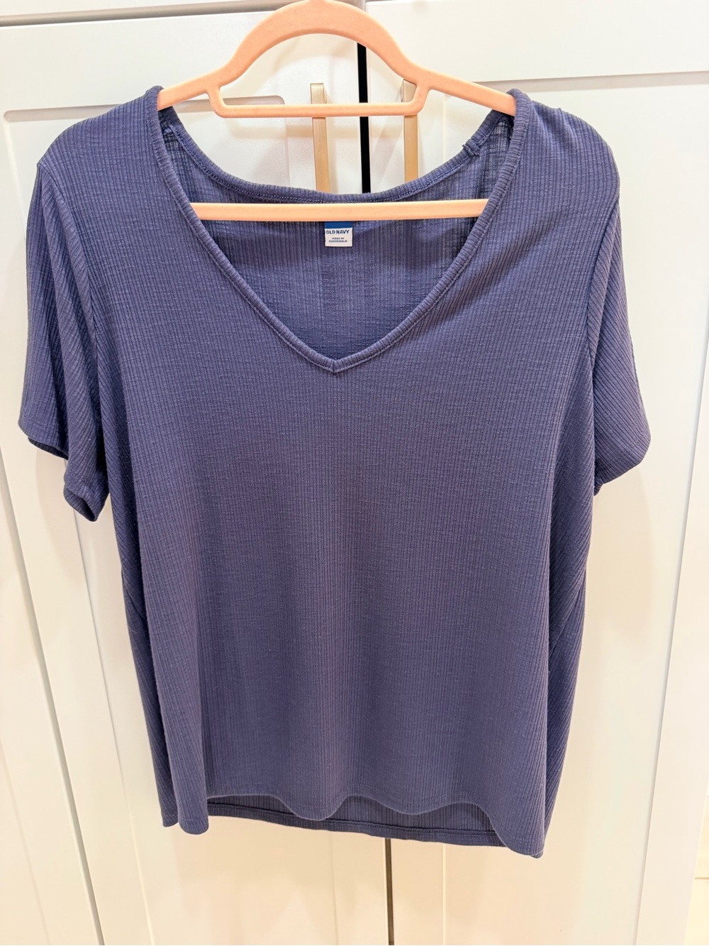 Old Navy Blue V-Neck Short Sleeve Women's Top